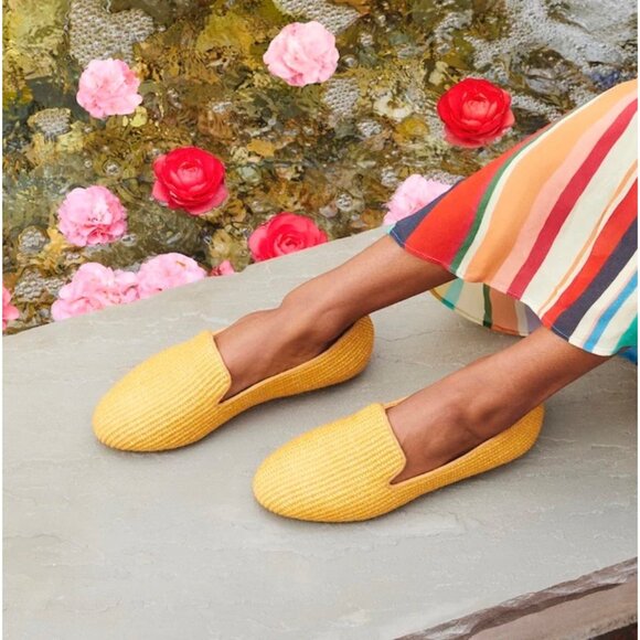 Birdies The Starling Slip On Loafers Raffia Maize Office Flats Casual Comfort 10 - Picture 1 of 9